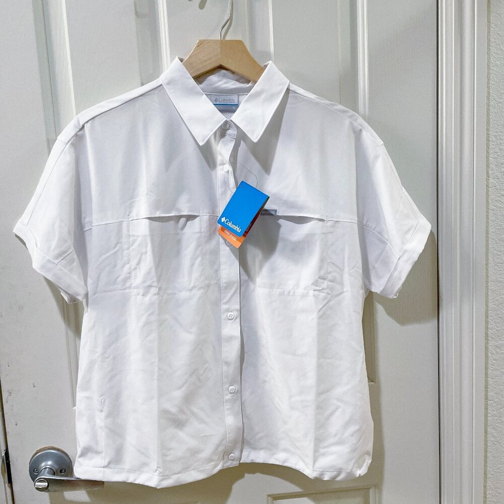NEW Columbia Womens Boundless Trek Short Sleeve Button Up Shirt NWT L Outdoors